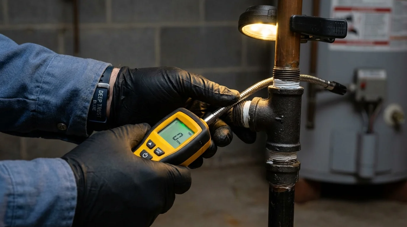 Gas leak detection with electronic sniffer by Johns Plumbing LLC in Dell Rapids
